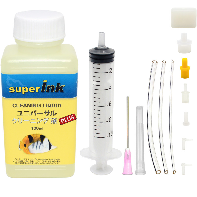 Liquido di Pulizia PLUS per testine inkjet 100ml completo di accessori Liquido di Pulizia PLUS per testine inkjet 100ml completo di accessori