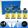 4x250ml Inchiostro superInk NERO (dye) per stampanti inkjet HP